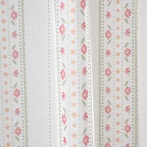 Bijela/ružičasta prozirna zavjesa 140x183 cm Floral Stripe – Catherine Lansfield