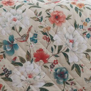 Bež prekrivač za bračni krevet 220x230 cm Pippa Floral Bird – Catherine Lansfield