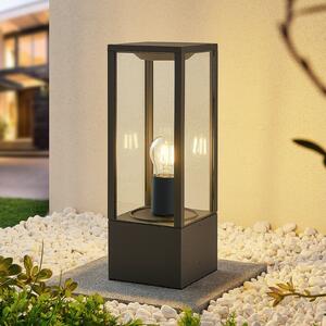Lindby Podna lampa Peldar, antracit/prozirno, visina 40 cm, staklo, prigušiva, Crno, Metal