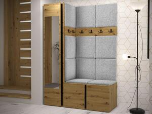Set za hodnik Hartford 277, Crna, Svijetlo siva, Artisan hrast, 186x124x46cm