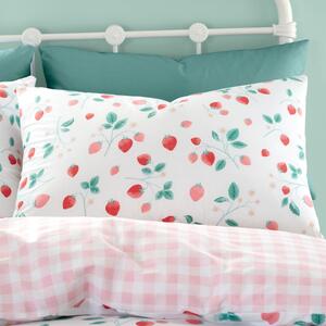 Bijela/ružičasta posteljina za krevet za jednu osobu 135x200 cm Strawberry Garden – Catherine Lansfield
