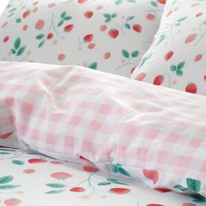 Bijela/ružičasta posteljina za krevet za jednu osobu 135x200 cm Strawberry Garden – Catherine Lansfield