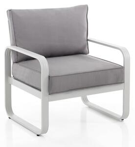 Svijetlo siva metalna vrtna fotelja Ischia – Tomasucci
