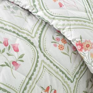 Zeleni/krem prekrivač za bračni krevet 220x230 cm Cameo Floral – Catherine Lansfield