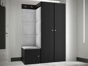 Set za hodnik Hartford 387, Crna, Svijetlo siva, 186x116x46cm