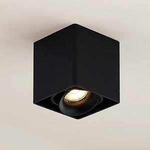 Arcchio Kubika downlight, 9 cm, crna, 1 žarulja, metal, prigušiva, Crno, Područje hodnika, Metal