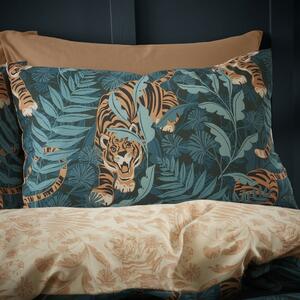Zelena/smeđa posteljina za bračni krevet 200x200 cm Tropic Tiger Leaf – Catherine Lansfield