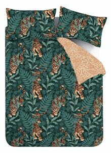 Zelena/smeđa posteljina za bračni krevet 200x200 cm Tropic Tiger Leaf – Catherine Lansfield