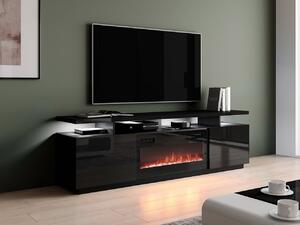 TV stol Charlotte 151, Crna, Sjajno crna, 56x180x40cm