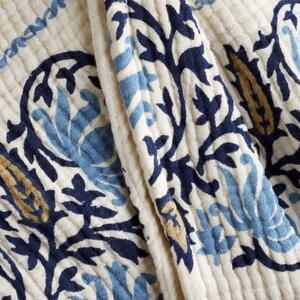 Bijeli/plavi pamučan prekrivač za krevet za jednu osobu 130x170 cm Ines Floral Matelassé – Pineapple Elephant