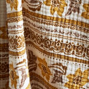 Oker žuti/bijeli pamučan prekrivač za krevet za jednu osobu 130x170 cm Ines Floral Matelassé – Pineapple Elephant