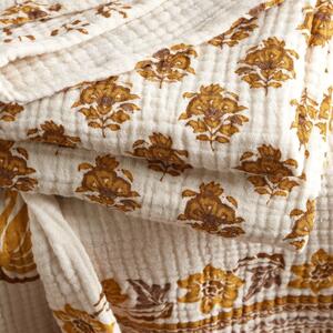Oker žuti/bijeli pamučan prekrivač za krevet za jednu osobu 130x170 cm Ines Floral Matelassé – Pineapple Elephant