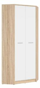 Kutni ormar Novsore 119, Sonoma hrast, Bijela, 197x79.5x79.5cm