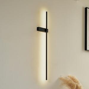 Lindby Natsumi LED zidna svjetiljka, crna, aluminij, 90 cm, Crno, Dnevni boravak/blagovaonica, Aluminij