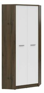 Kutni ormar Novsore 119, Tamni hrast, Bijela, 197x79.5x79.5cm