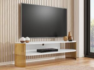 TV stol Sordore 122, Bijela, Zlatno, 44x140x40cm