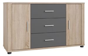 Komoda Melsali 103, Sonoma hrast, Grafit, 75x127x42cm