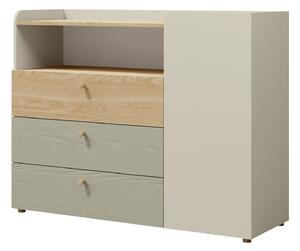 Komoda Domcali 108, Hrast, Siva, Beige, 93x120x40cm