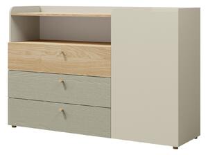 Komoda Domcali 107, Hrast, Siva, Beige, 93x140x40cm