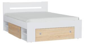 Krevet Novsore 130, Sonoma hrast, Bijela, 85.5x165cm