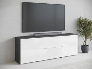TV stol Miami 413, Matera siva, Sjajno bijela, 62x180x35cm