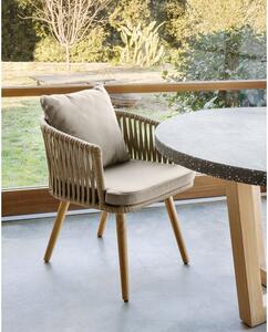 Vrtna stolica od bagremovog drveta s bež presvlakom Kave Home Hemilce