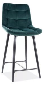 Barska stolica CHIC VELVET s crnim nogicama, tamnozelena