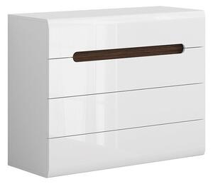 Komoda Serveso 102, Sjajno bijela, Bijela, 84x105x41cm