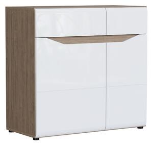 Komoda Salsevi 101, Sonoma hrast, Sjajno bijela, 85x90x40.5cm