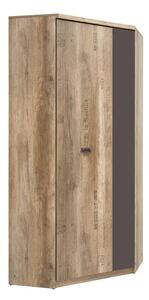 Kutni ormar Odeveni 116, Canyon hrast, Siva, 205.5x95.5x95.5cm