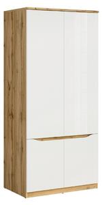 Ormar Avifera 109, Wotan hrast, Sjajno bijela, 197.5x90x58cm