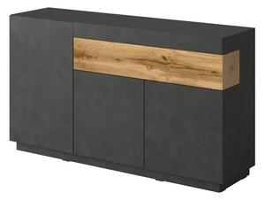 Komoda Livlore 105, Matera siva, Wotan hrast, 85x150x40cm