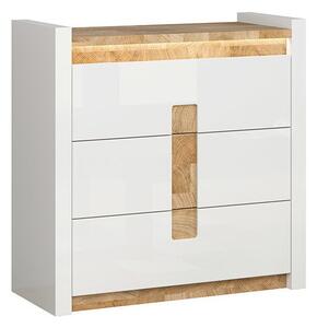 Komoda Cirevai 102, Vestminsterski hrast, Sjajno bijela, 96.5x97x41cm