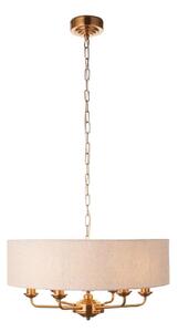 Endon 110722 - Luster na lancu HIGHCLERE 6xE14/6W/230V bež/mesing pr. 55 cm