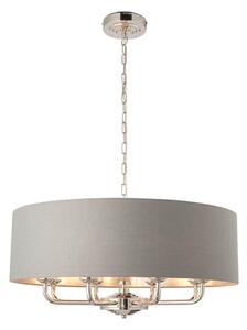 Endon 94415 - Luster na lancu HIGHCLERE 8xE14/40W/230V siva/sjajni krom