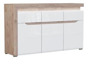 Komoda Revelmi 103, Hrast, Sjajno bijela, 89x152x39cm