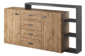Komoda Lutiva 106, Antracit, Ribbeck hrast, 97x180x37cm