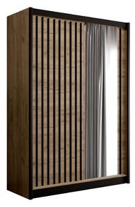 Ormar s ogledalom SANTINO 150x215 cm hrast craft/crna
