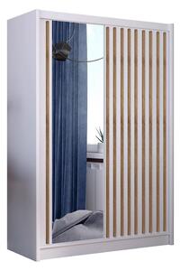 Ormar s ogledalom SANTINO 150x215 cm bijela/hrast craft