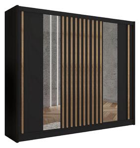 Ormar s ogledalom SANTINO 250x215 cm crna/dub craft