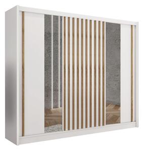 Ormar s ogledalom SANTINO 250x215 cm bijela/hrast craft