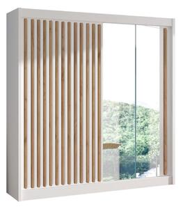 Ormar s ogledalom SANTINO 203x215 cm bijela/hrastov uzorak