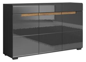 Komoda Austin D108, Antracit, Sjajni antracit, 80x136x37cm