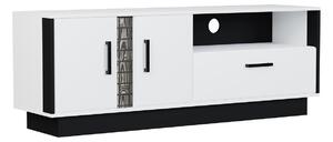 TV stol Fiosalu 100, Sjajno bijela, Crna, Bijela, 54x153x39.5cm