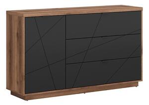 Komoda Fivale 100, Tamni delano hrast, Crna, 93x156x42.5cm