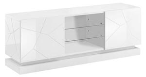 TV stol Charlotte 127, Sjajno bijela, Bijela, 57x160x40cm