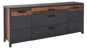 Komoda Austin Y103, Matera siva, Ostarjelo drvo, 81x197x44cm