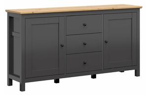 Komoda Sordoro 101, Artisan hrast, Grafit, 96x186x44cm