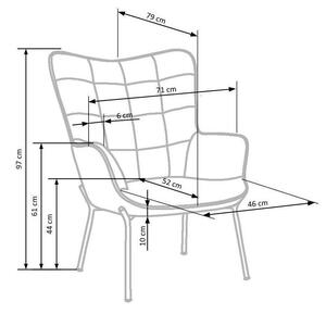 Fotelja Houston 868Tirkiz, 97x71x79cm, Tkanina, GambeNoge: Metal