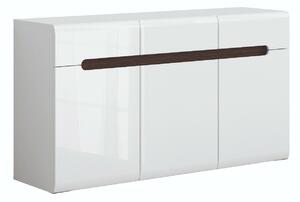 Komoda Serveso 101, Sjajno bijela, Bijela, 84x150x41cm